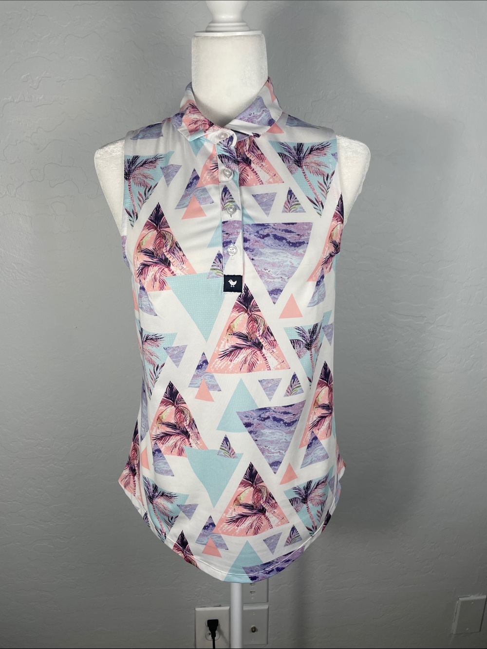 Bad Birdie Cali Vibes Sleeveless Performance Golf Sleeveless Polo Size Small